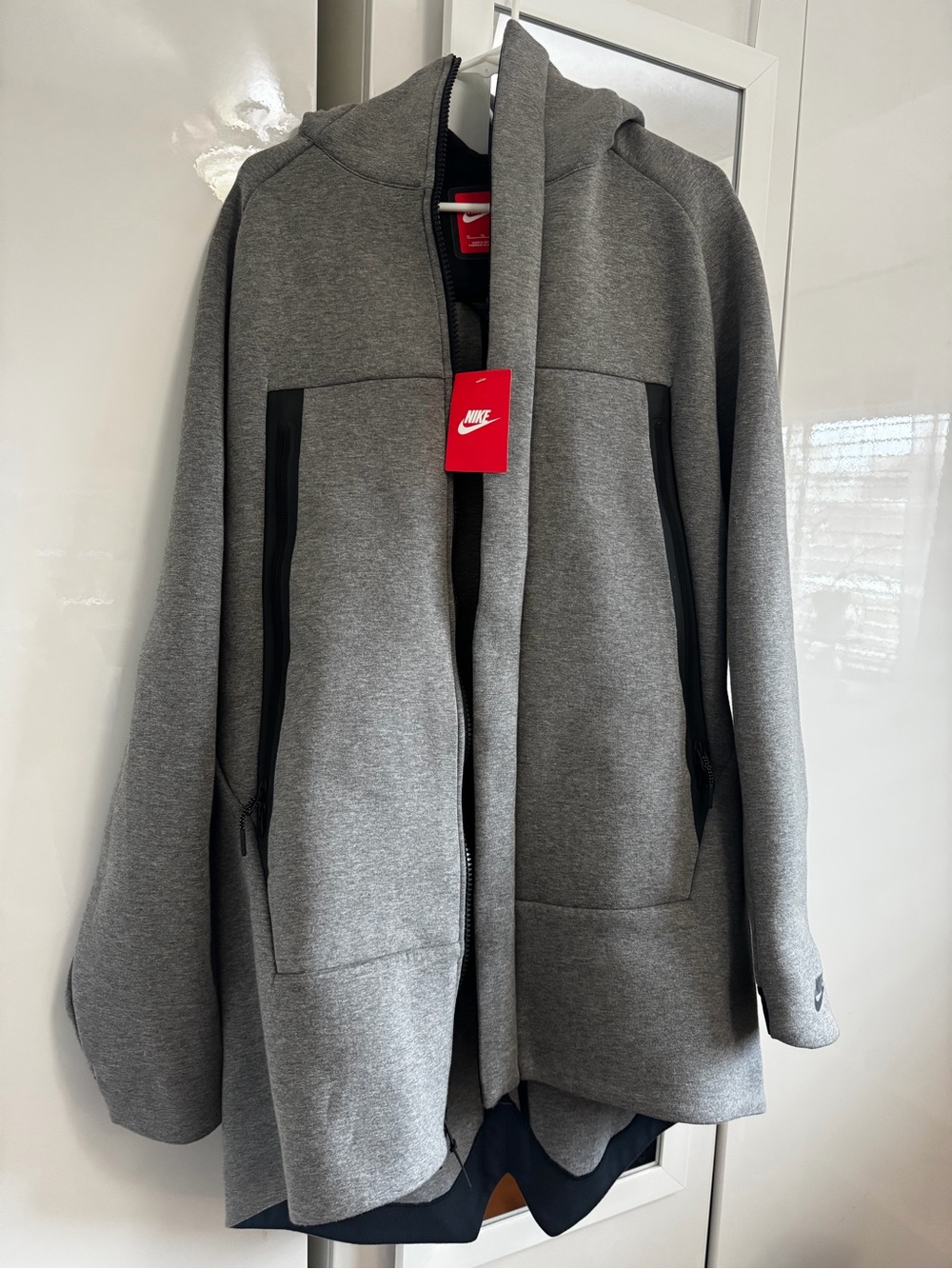 Nike Gray Thermal Hooded Zip Jacket with Black Trim